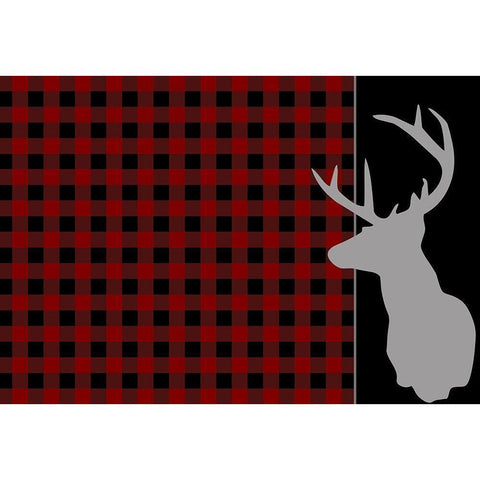 Buffalo Plaid Deer Black Modern Wood Framed Art Print with Double Matting by Kimberly, Allen