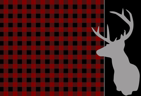 Buffalo Plaid Deer White Modern Wood Framed Art Print with Double Matting by Kimberly, Allen