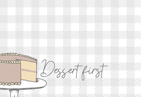 Dessert First White Modern Wood Framed Art Print with Double Matting by Kimberly, Allen