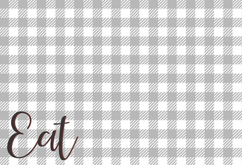 Eat Plaid White Modern Wood Framed Art Print with Double Matting by Kimberly, Allen