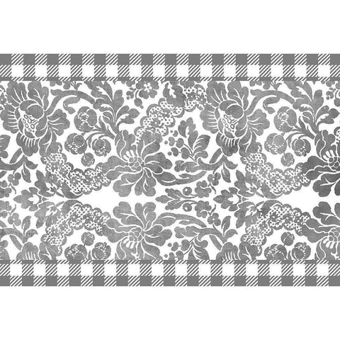 Gingham Floral Gray White Modern Wood Framed Art Print by Kimberly, Allen