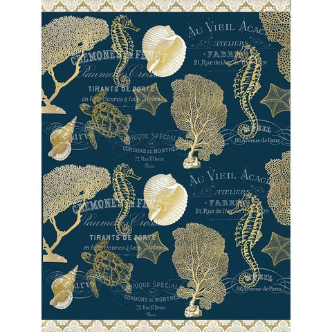 Azure Coastal Navy Full Gold Ornate Wood Framed Art Print with Double Matting by Kimberly, Allen