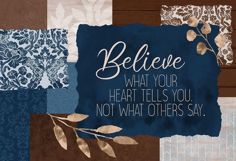 Believe What Your Heart White Modern Wood Framed Art Print with Double Matting by Kimberly, Allen