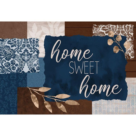 Home Sweet Home Blues White Modern Wood Framed Art Print by Kimberly, Allen