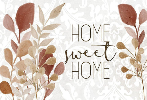 Home Sweet Home Botanical Black Ornate Wood Framed Art Print with Double Matting by Kimberly, Allen