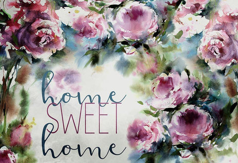 Home Sweet Home Bouquet Black Ornate Wood Framed Art Print with Double Matting by Kimberly, Allen