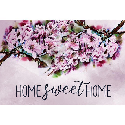 Home Sweet Home Cherry Blossoms White Modern Wood Framed Art Print by Kimberly, Allen