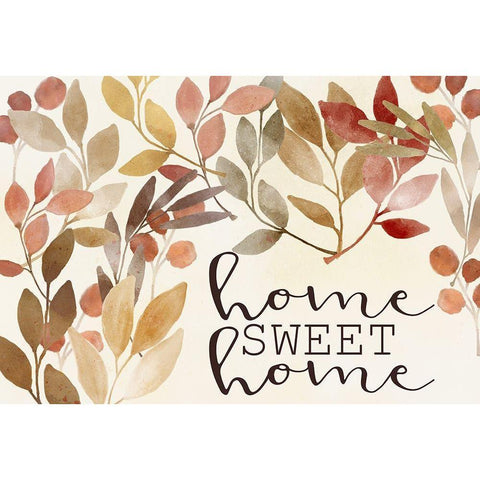 Home Sweet Home Leaves Gold Ornate Wood Framed Art Print with Double Matting by Kimberly, Allen