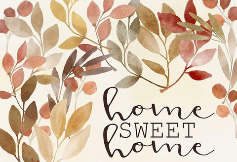 Home Sweet Home Leaves Black Ornate Wood Framed Art Print with Double Matting by Kimberly, Allen