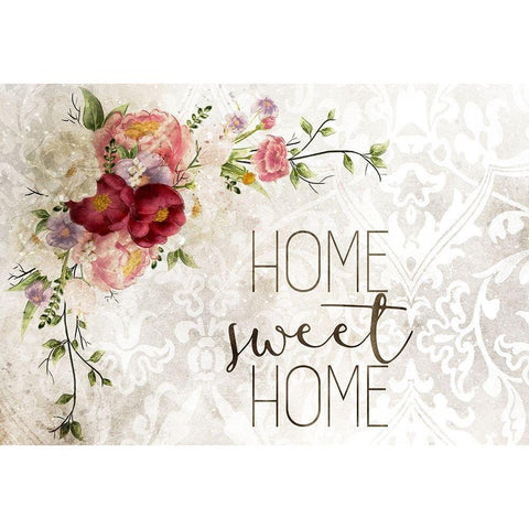 Home Sweet Home Peony Black Modern Wood Framed Art Print with Double Matting by Kimberly, Allen