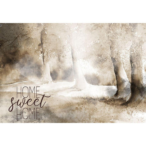 Home Sweet Home Trees Black Modern Wood Framed Art Print with Double Matting by Kimberly, Allen