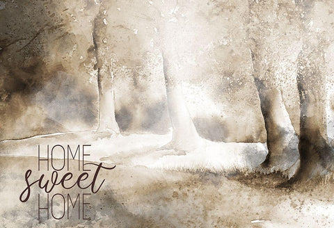 Home Sweet Home Trees White Modern Wood Framed Art Print with Double Matting by Kimberly, Allen