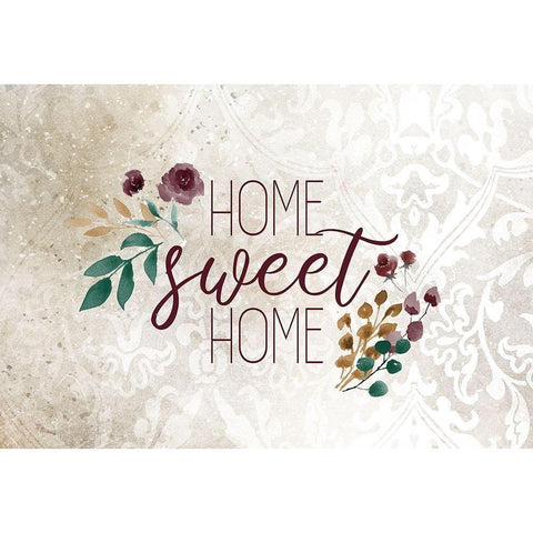 Home Sweet Home Floral 2 White Modern Wood Framed Art Print by Kimberly, Allen