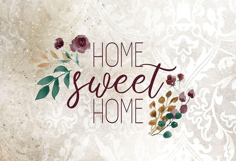 Home Sweet Home Floral 2 Black Ornate Wood Framed Art Print with Double Matting by Kimberly, Allen