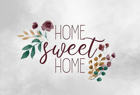 Home Sweet Home Floral Black Ornate Wood Framed Art Print with Double Matting by Kimberly, Allen