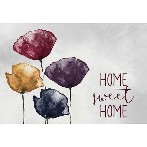 Home Sweet Home Poppies Black Modern Wood Framed Art Print by Kimberly, Allen