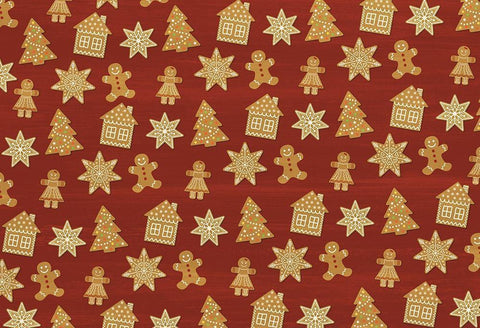 Gingerbread Christmas Black Ornate Wood Framed Art Print with Double Matting by Kimberly, Allen