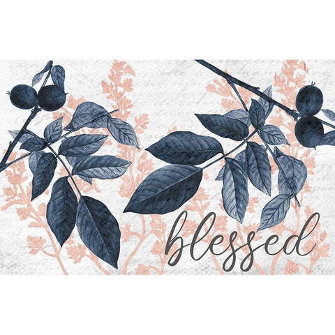 Navy Branches 1 Blessed Gold Ornate Wood Framed Art Print with Double Matting by Allen, Kimberly