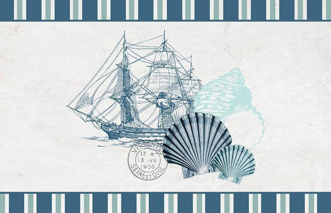 Sea Blues 1 Black Ornate Wood Framed Art Print with Double Matting by Kimberly, Allen