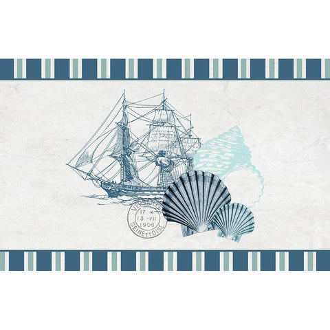 Sea Blues 1 Gold Ornate Wood Framed Art Print with Double Matting by Kimberly, Allen