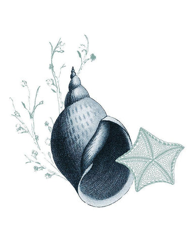 Sea Blues 5 White Modern Wood Framed Art Print with Double Matting by Kimberly, Allen