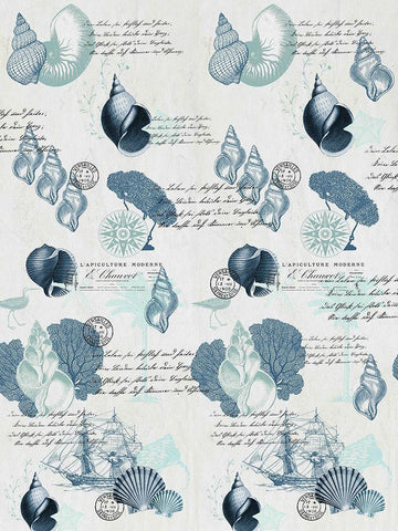 Sea Blues White Modern Wood Framed Art Print with Double Matting by Kimberly, Allen