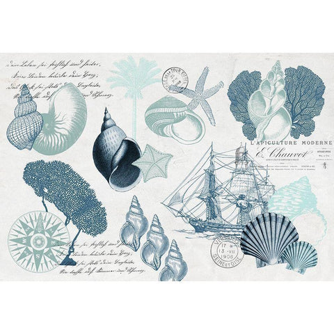 Sea Blues 6 White Modern Wood Framed Art Print by Kimberly, Allen