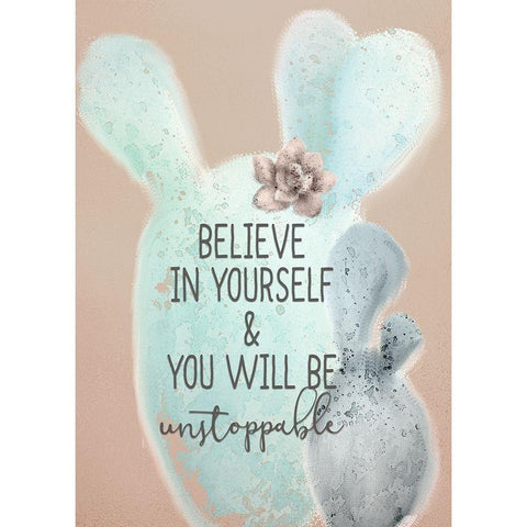 Cactus Believe 1 White Modern Wood Framed Art Print by Kimberly, Allen