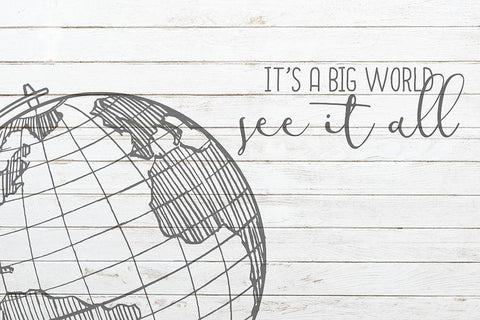 Its a Big World White Modern Wood Framed Art Print with Double Matting by Kimberly, Allen