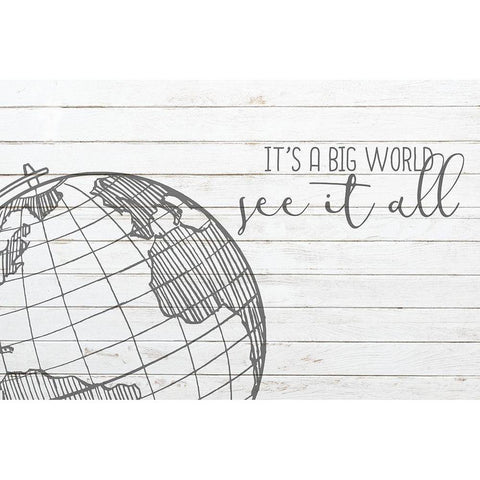 Its a Big World Black Modern Wood Framed Art Print by Kimberly, Allen