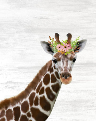 Baby Giraffe Black Ornate Wood Framed Art Print with Double Matting by Kimberly, Allen