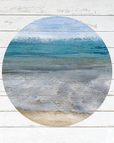 Beach Circle 1 White Modern Wood Framed Art Print with Double Matting by Kimberly, Allen