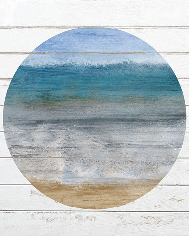 Beach Circle 2 White Modern Wood Framed Art Print with Double Matting by Kimberly, Allen