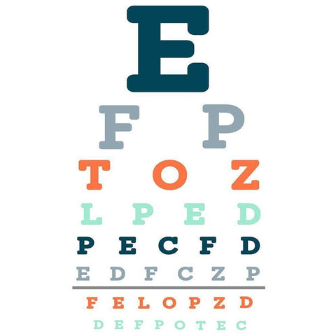 Eye Chart Blues Gold Ornate Wood Framed Art Print with Double Matting by Kimberly, Allen