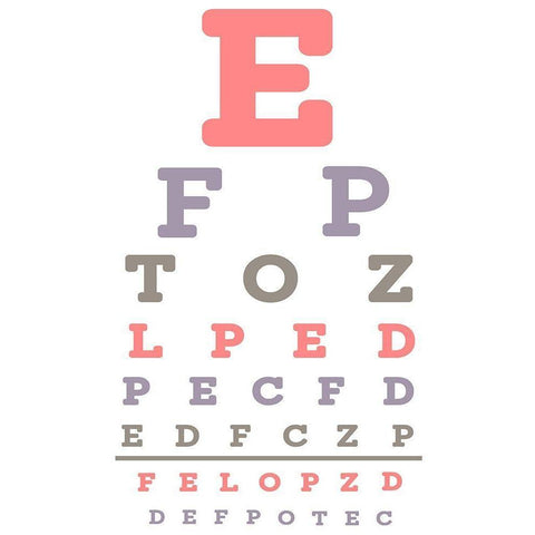 Eye Chart Pink Black Modern Wood Framed Art Print with Double Matting by Kimberly, Allen
