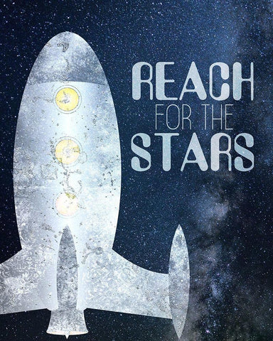 Blast Off 1 White Modern Wood Framed Art Print with Double Matting by Kimberly, Allen