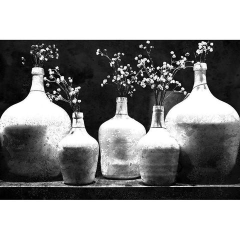 Monochrome Vases White Modern Wood Framed Art Print by Kimberly, Allen