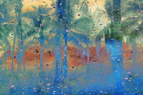 Speckled Palm Tree White Modern Wood Framed Art Print with Double Matting by Kimberly, Allen