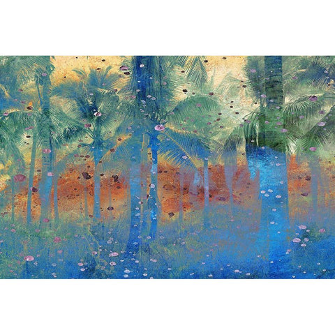 Speckled Palm Tree Gold Ornate Wood Framed Art Print with Double Matting by Kimberly, Allen