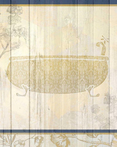 Golden Bath 1 White Modern Wood Framed Art Print with Double Matting by Allen, Kimberly