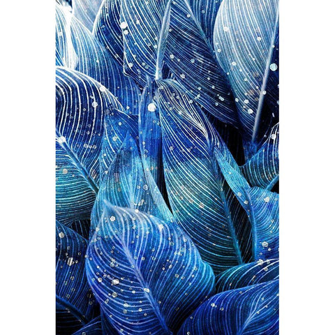 Midnight Palm Leaves 1 Gold Ornate Wood Framed Art Print with Double Matting by Kimberly, Allen