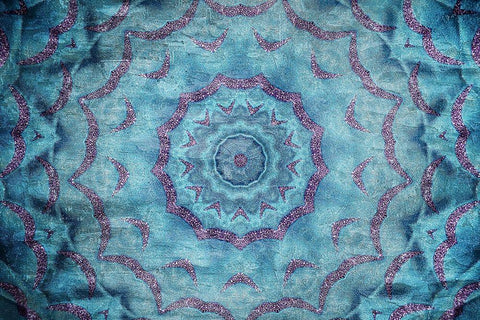 Teal Kaleidoscope White Modern Wood Framed Art Print with Double Matting by Kimberly, Allen