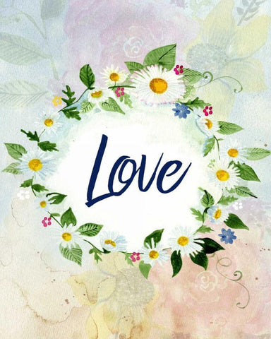 Love Joy Peace 1 Black Ornate Wood Framed Art Print with Double Matting by Allen, Kimberly