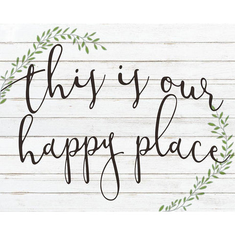 Happy Place Black Modern Wood Framed Art Print with Double Matting by Kimberly, Allen