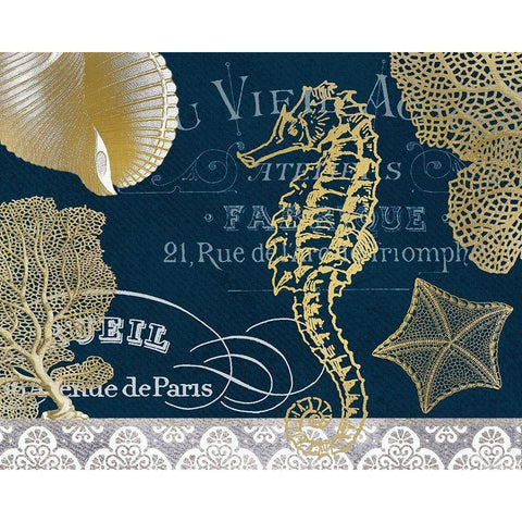 Azure Coastal 1 Gold Ornate Wood Framed Art Print with Double Matting by Kimberly, Allen