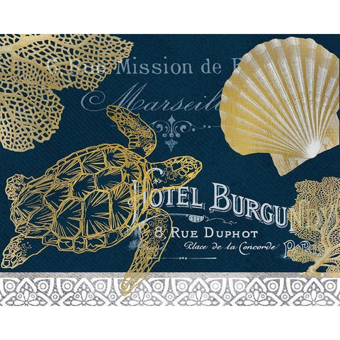 Azure Coastal 2 Gold Ornate Wood Framed Art Print with Double Matting by Kimberly, Allen