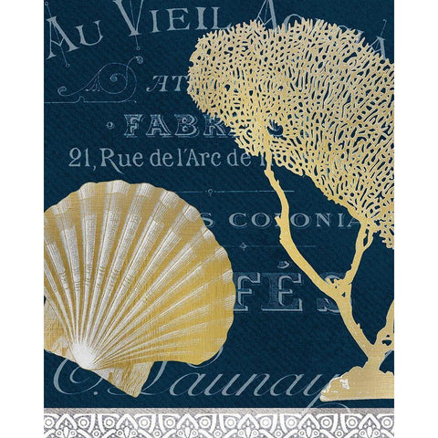 Azure Coastal 5 Gold Ornate Wood Framed Art Print with Double Matting by Kimberly, Allen