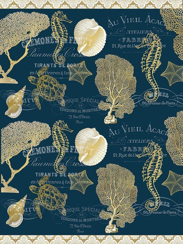 Azure Coastal Navy Full Black Ornate Wood Framed Art Print with Double Matting by Kimberly, Allen