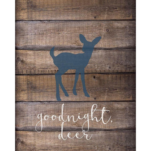 Goodnight Deer Blue Gold Ornate Wood Framed Art Print with Double Matting by Kimberly, Allen