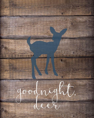 Goodnight Deer Blue White Modern Wood Framed Art Print with Double Matting by Kimberly, Allen
